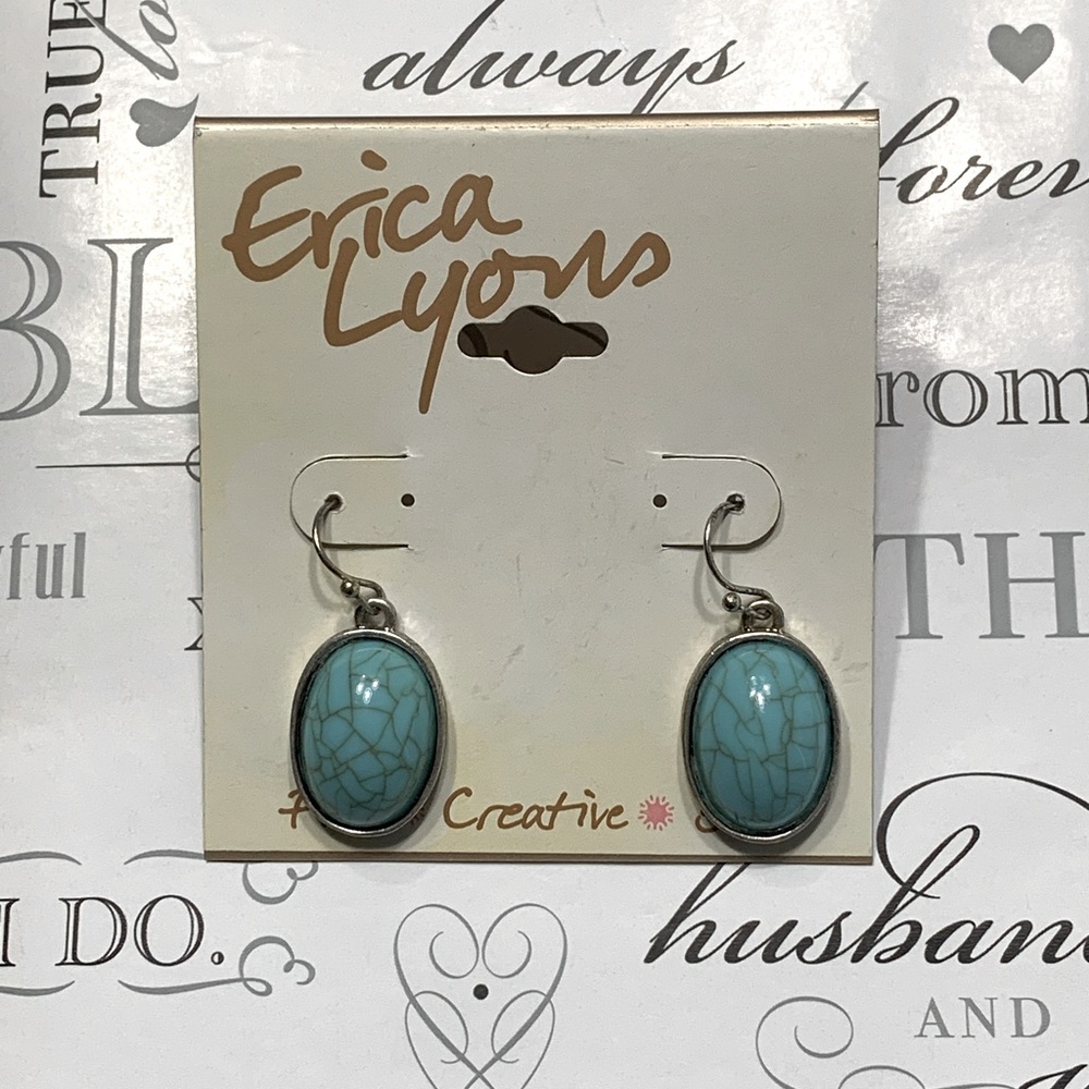 NWT Erica Lyons Faux Turquoise Earrings
